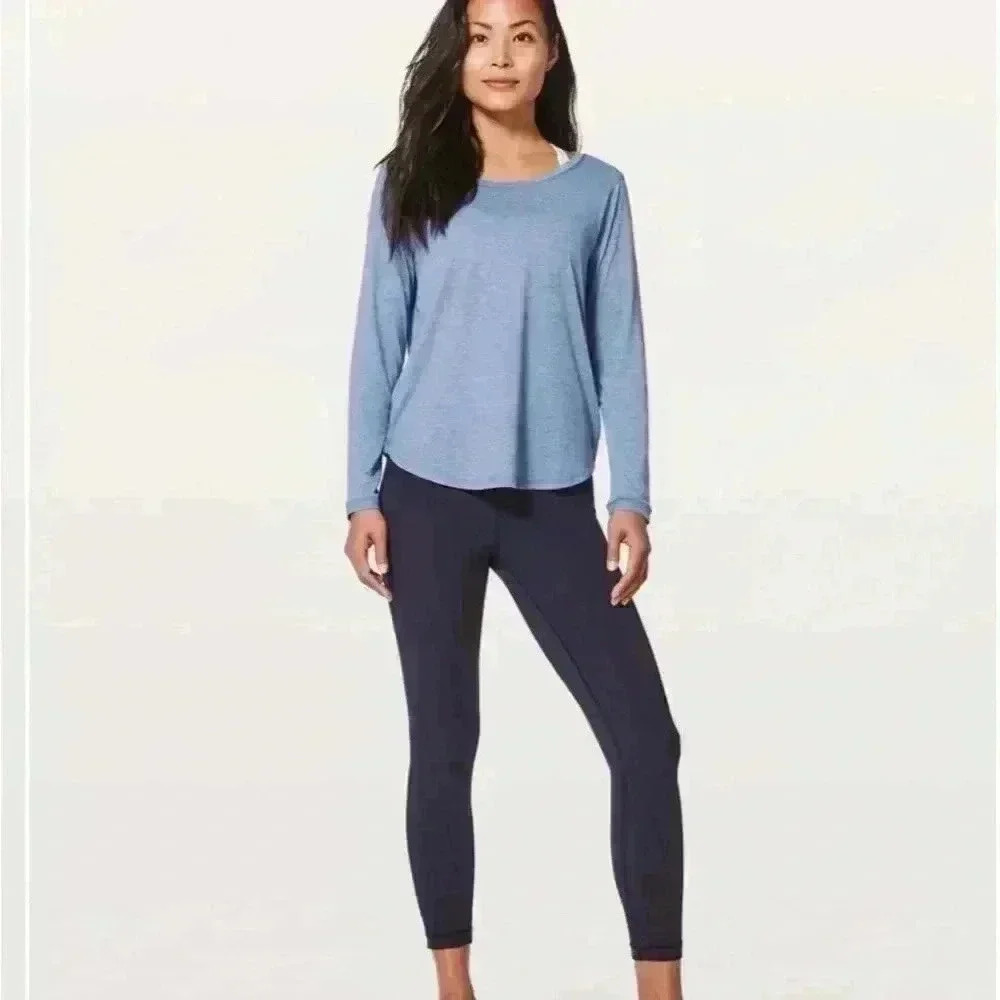Lululemon Wild Twist Long Sleeve Open Back Top Heathered Purple Size 8